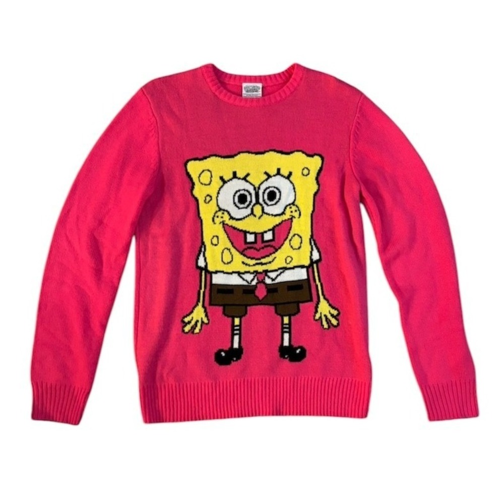 Nickelodeon SpongeBob SquarePants Hot Pink Knit Graphic Sweater SMALL